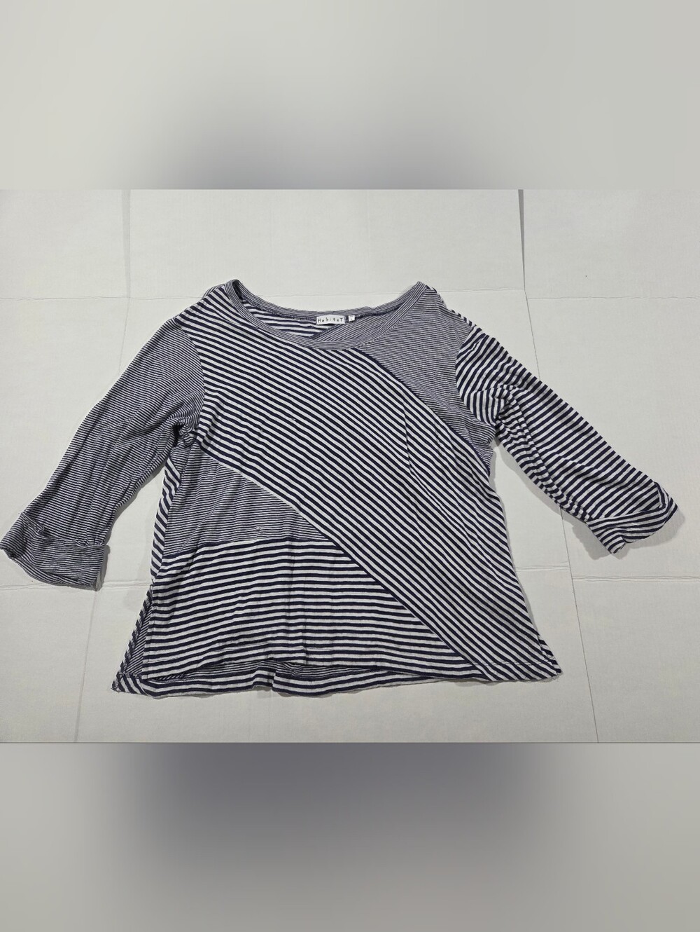 Habitat Navy and White Striped Women's Top
